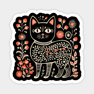 Lino Cut Cat Magnet