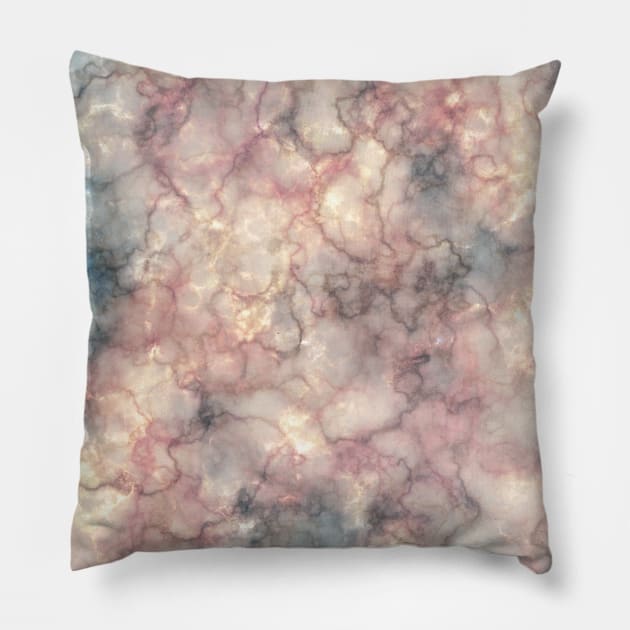 Pink Blue Cream Realistic Marble Pattern Pillow by Printable Pretty