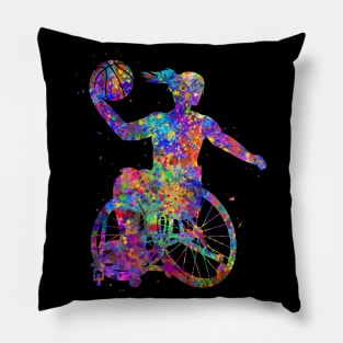 Wheelchair basketball girl watercolor Pillow
