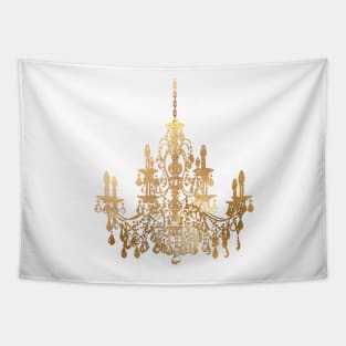 Crystal Chandelier in Faux Gold Tapestry