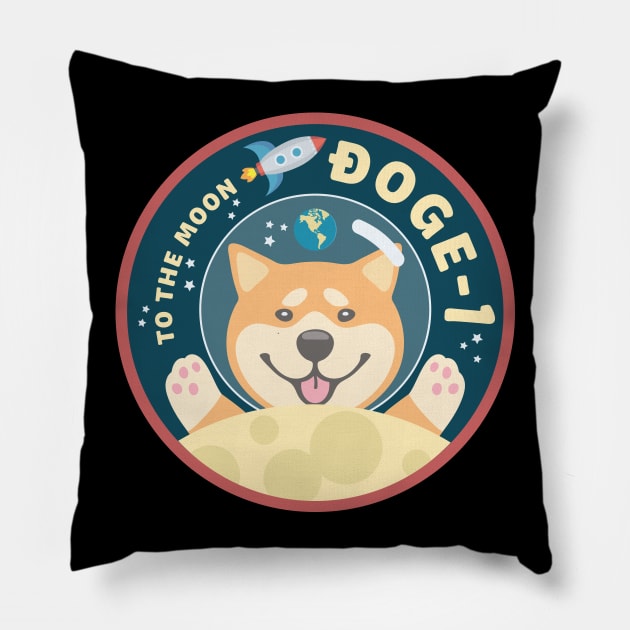 Doge 1 Moon Mission Pillow by DesignCat