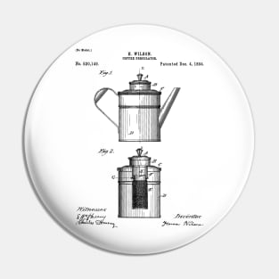Coffee Patent - Coffee Shop Art - Black And White Pin