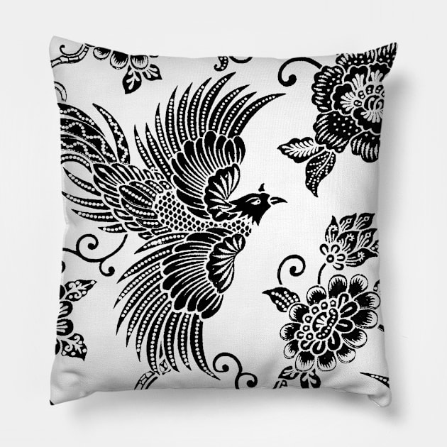 Paisley BATIK Bali with Bird and Flowers Pillow by Batik Mollek