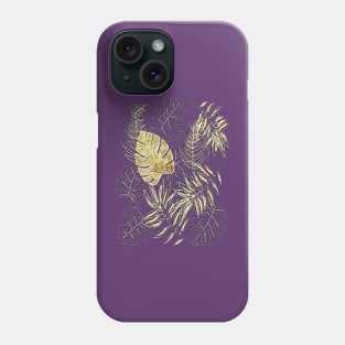 Tropical Leaves with Gold Monstera (Ultra Violet) Phone Case