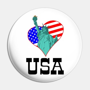 Statue of Liberty in the heart and USA Pin