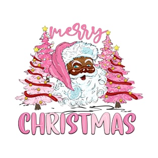 Retro Vintage Pink Santa Claus Christmas T-Shirt