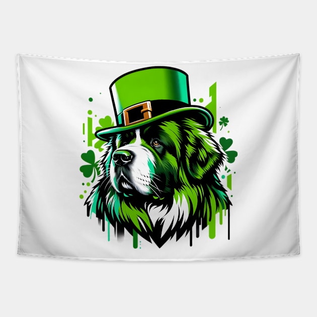 Newfoundland Dog Celebrates Saint Patrick's Day Tapestry by ArtRUs