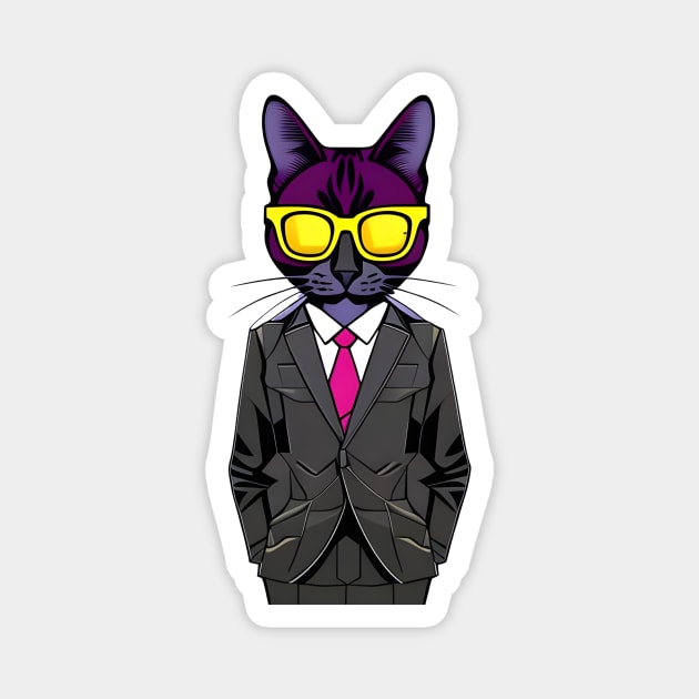 Cat Boss In Elegant Suit Magnet by Liesl Weppen