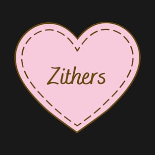 I Love Zithers Simple Heart Design T-Shirt