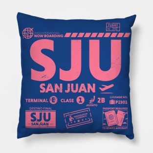 Vintage San Juan Puerto Rico SJU Airport Code Travel Day Retro Travel Tag Pillow