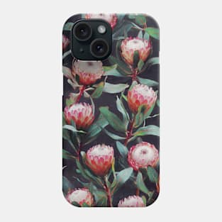 Evening Proteas - Pink on Charcoal Phone Case