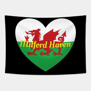 Milford Haven Wales UK Wales Flag Heart Tapestry