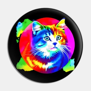 Colorful Rainbow Cats Digital Portrait (MD23Ar007b) Pin