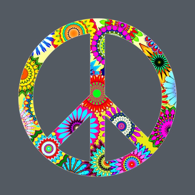 Groovy Peace Sign with Floral Pattern by ddtk