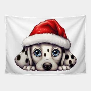 Christmas Peeking Puppy Tapestry