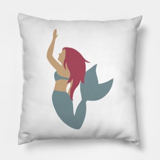 Mermaid with Pink Hair and a Green Tail Pillow