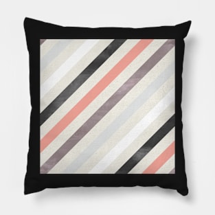 Diagonal Stripes in Black and Pink Pillow