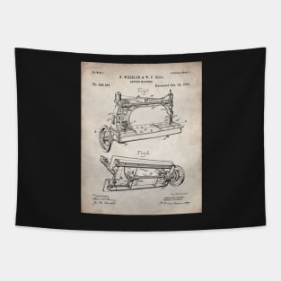 Sewing Machine Patent - Seamstress Craft Sewing Room Art - Antique Tapestry