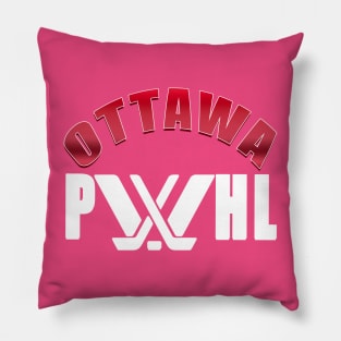 Gradient red Ottawa with white pwhl logo Pillow