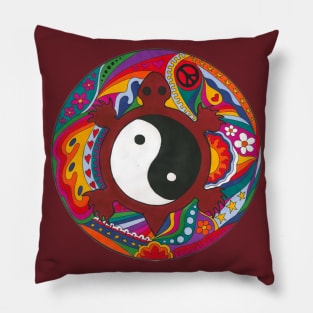 Psychedelic Yin Yang Turtle Pillow