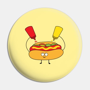 cute hot dog with mustard and ketchup Pin