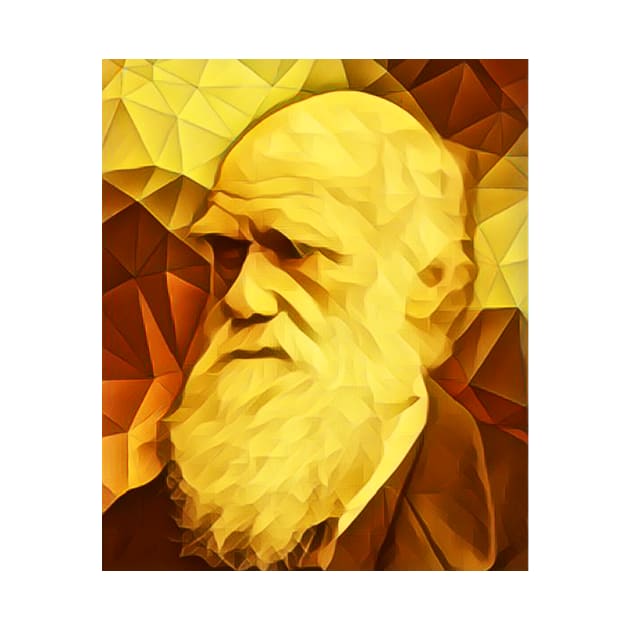 Charles Darwin Golden Portrait | Charles Darwin Artwork 11 by JustLit