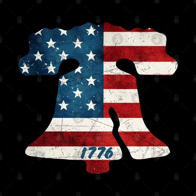 Philadelphia Liberty Bell American Flag Grunge 1776 Stars and Stripes Philly Fan Favorite by TeeCreations