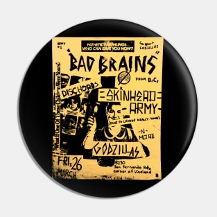 Bad Brains @ Godzillas in the SFV March 26 1982 Pin