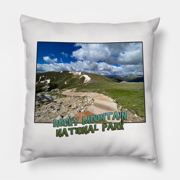 Colorado State Outline (Rocky Mountain National Park) Pillow by gorff