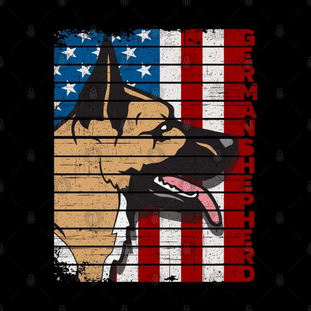 German Shepherd American Flag by RadStar