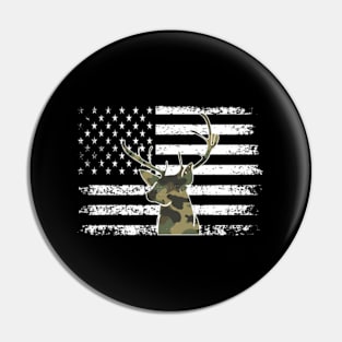 Camo Camouflage Deer American Flag Pin