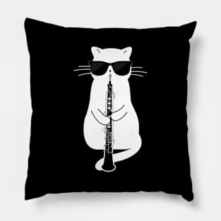 Cat Ing Sun Playing Oboe Pillow