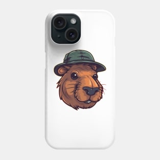 Orange capybara in panama hat Phone Case