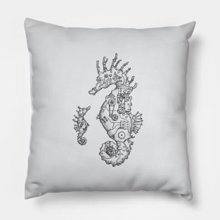 Steampunk Seahorse Pillow