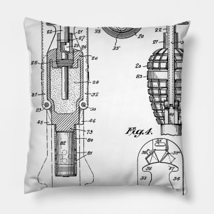 Explosive Missile Vintage Patent Hand Drawing Pillow