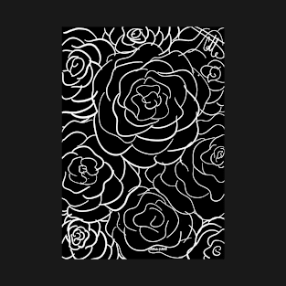 Rose Pattern Black T-Shirt