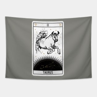 Taurus Distressed Goth Tarot Zodiac Sign Tapestry