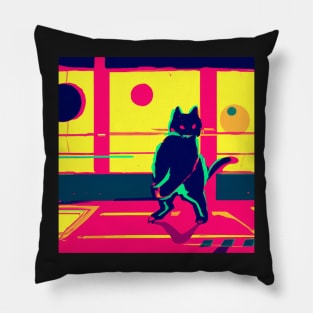 neon cat Pillow