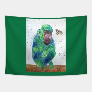 Bumble bee talking to a Green Ape Tapestry