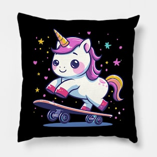 unicorn skateboarding Pillow