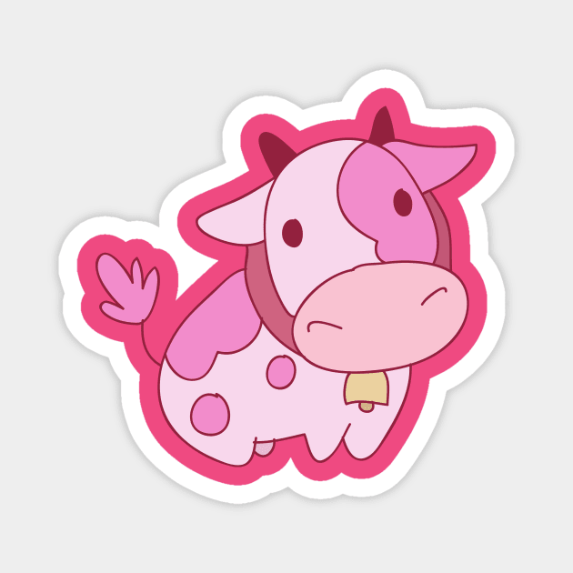 Strawberry Milk Cow Magnet by saradaboru