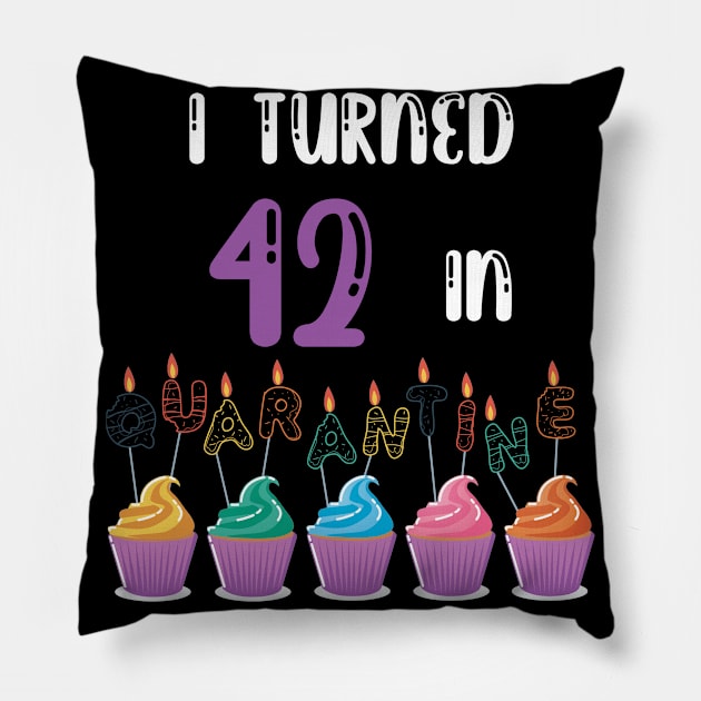 I Turned 42 In Quarantine funny idea birthday t-shirt Pillow by fatoajmii