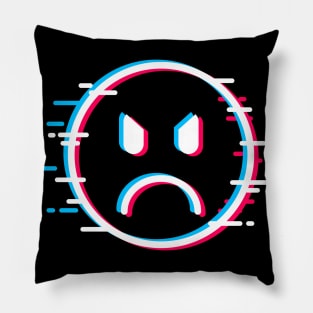 Glitch Face Angry Pillow