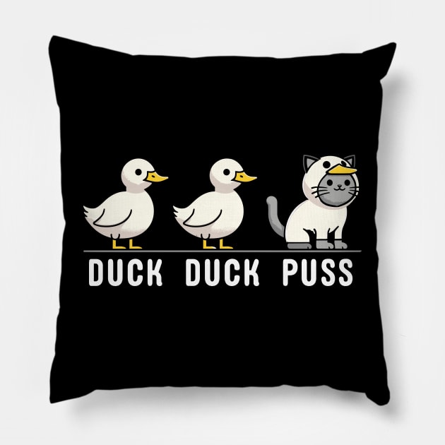 Funny Duck Goose Cat Pun Meme Kids Funny Duck Pillow by KsuAnn