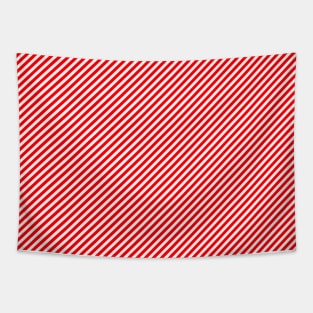 Christmas Red and White Candy Cane Diagonal Stripe Tapestry