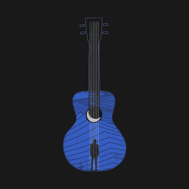 Blues Minimalist Guitar Design with Waves by bulografik