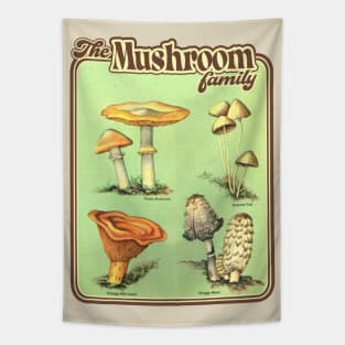 Mushroom Family - Vintage Retro Shroom Aesthetic Tapestry