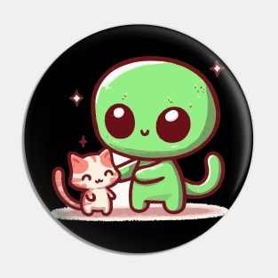 Alien hugging cat funny Pin