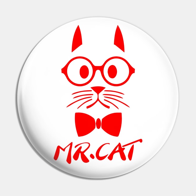 Red Mr Cat Pin by anbartshirts