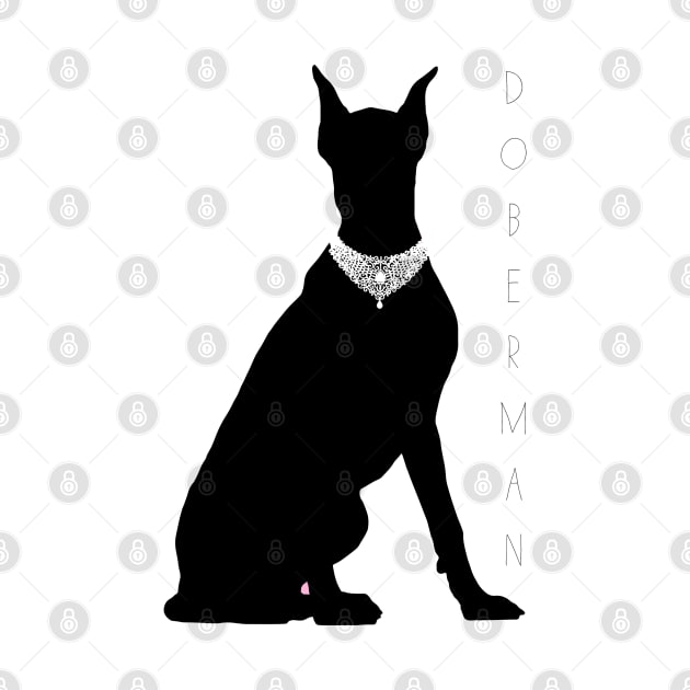 Doberman with a diamond necklace by RosaliArt